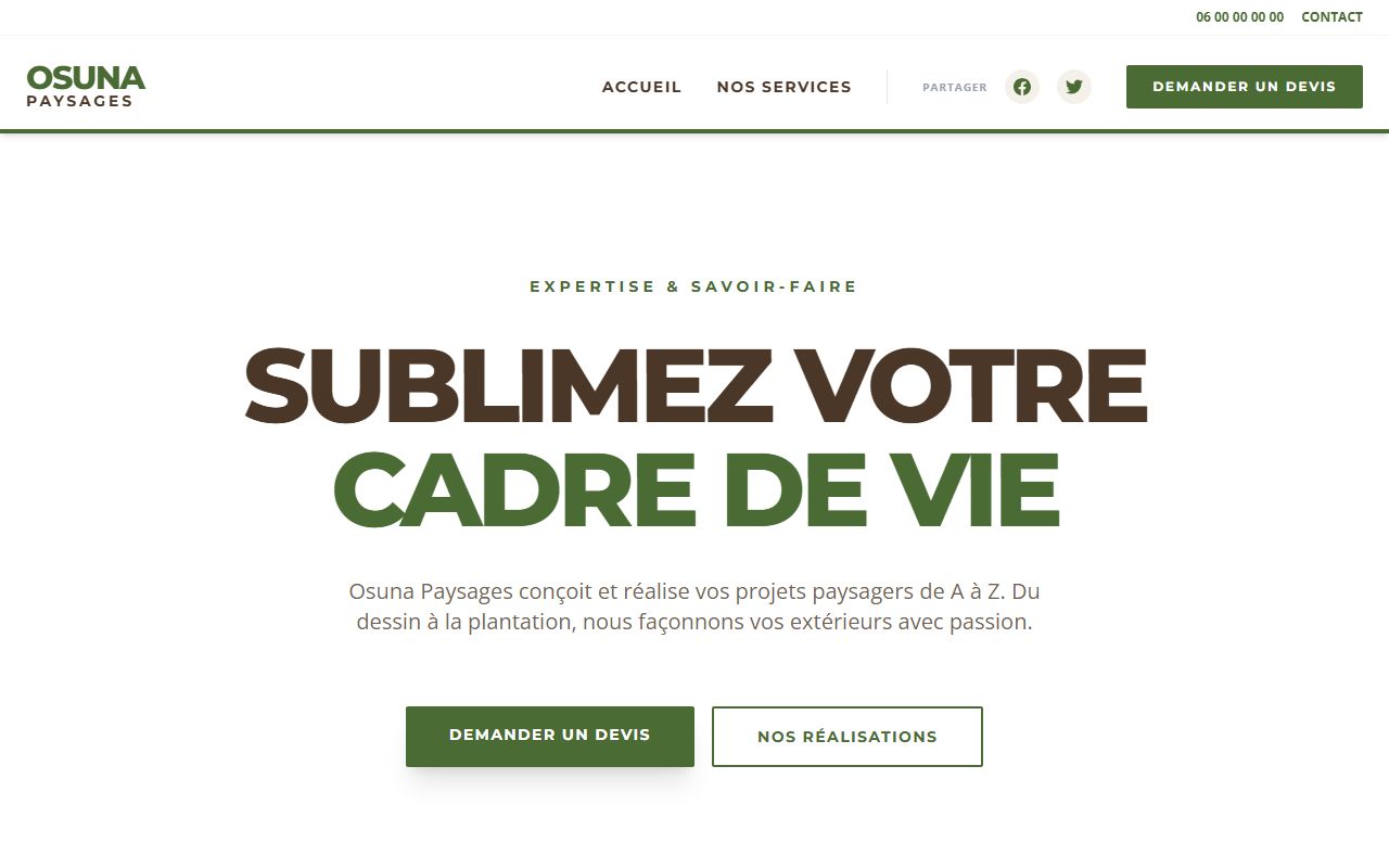 Capture d'écran site paysagiste