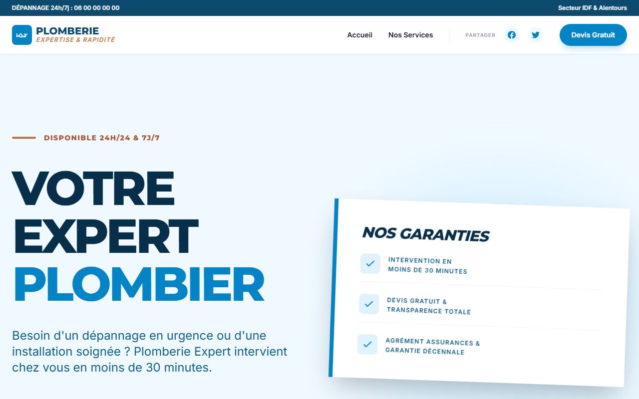 Aperçu site Plombier